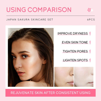Sakura Skincare Set, 4 PCS Skincare Gift Set Women - Cleanser, Serum, Eye Cream, Face Cream, Skincare Gift Set for Women Teenage Girls Mom Daughter
