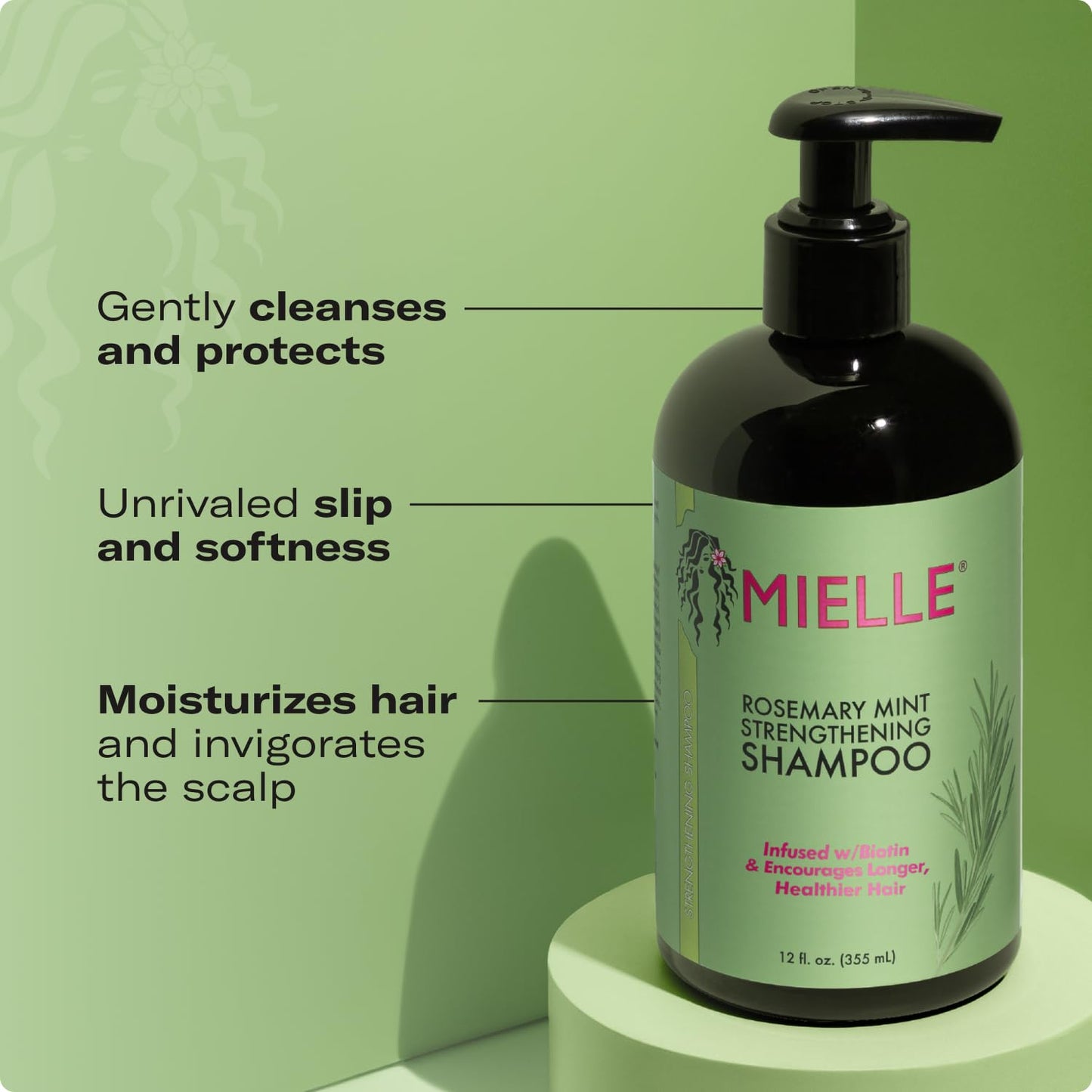 Mielle Organics Rosemary Mint Strengthening Shampoo Infused with Biotin, Cleanses and Helps Strengthen Weak and Brittle Hair