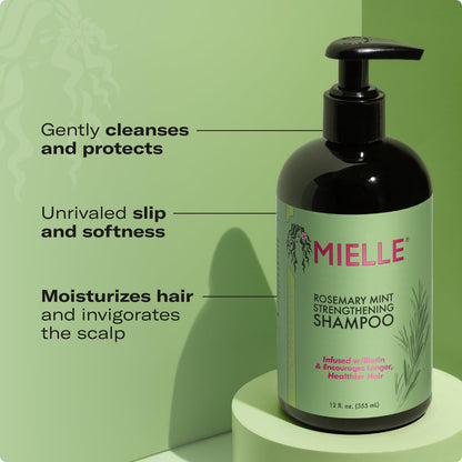 Mielle Organics Rosemary Mint Strengthening Shampoo Infused with Biotin, Cleanses and Helps Strengthen Weak and Brittle Hair