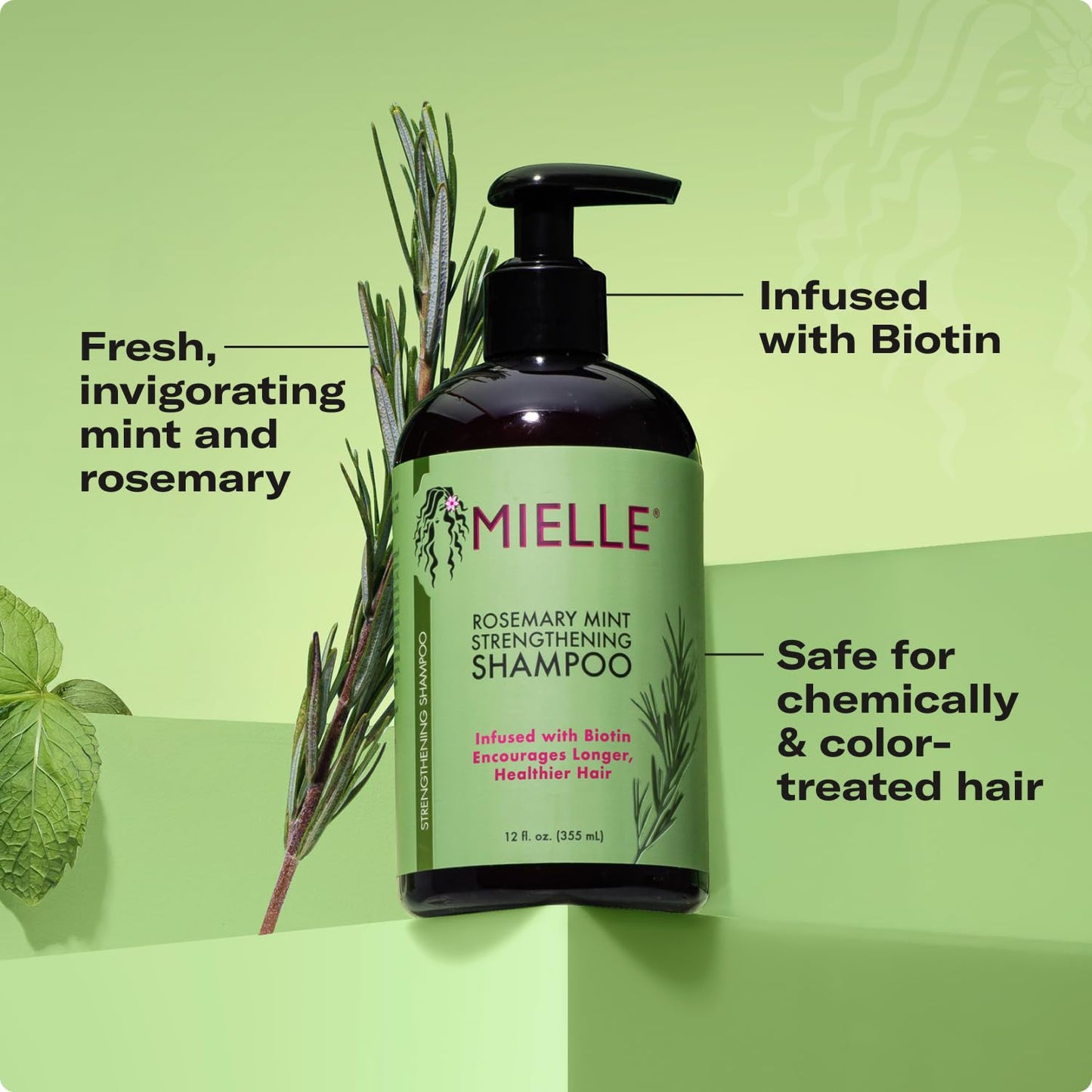 Mielle Organics Rosemary Mint Strengthening Shampoo Infused with Biotin, Cleanses and Helps Strengthen Weak and Brittle Hair