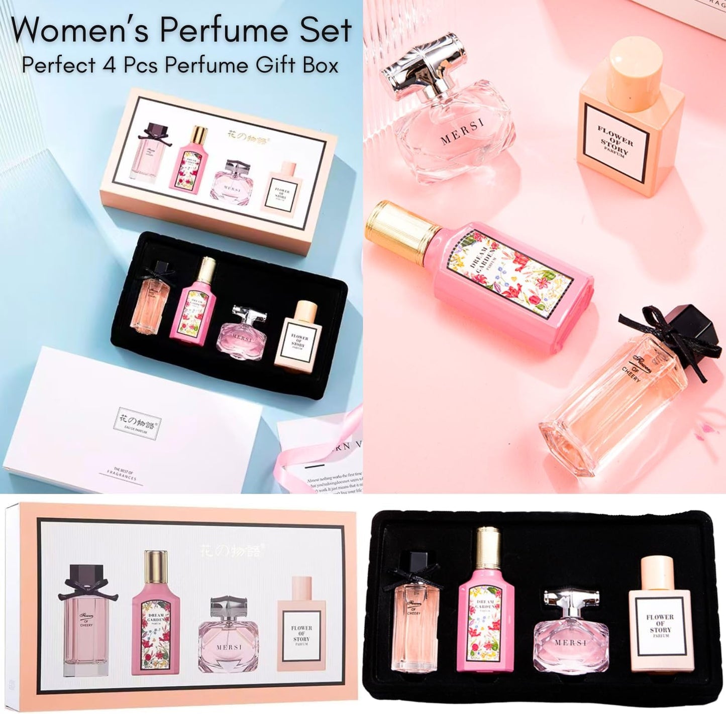 4 Pcs Perfume For Women, Eau de Parfum Gifts For Women, Luxury Perfume Gift Set for Women, Long-Lasting Fragrance Ladies Perfume Set for Her Birthday, Floral Perfumes Gift for Wife, Girlfriend, Dating
