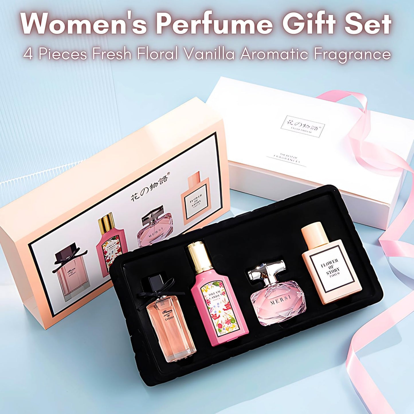 4 Pcs Perfume For Women, Eau de Parfum Gifts For Women, Luxury Perfume Gift Set for Women, Long-Lasting Fragrance Ladies Perfume Set for Her Birthday, Floral Perfumes Gift for Wife, Girlfriend, Dating