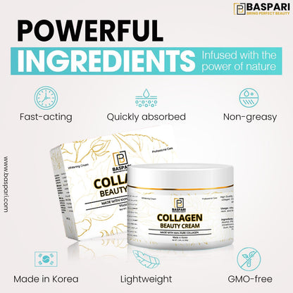 Baspari Beauty Cream Made with 100% Pure Collagen Promotes Tight Skin Enhances Skin Firmness