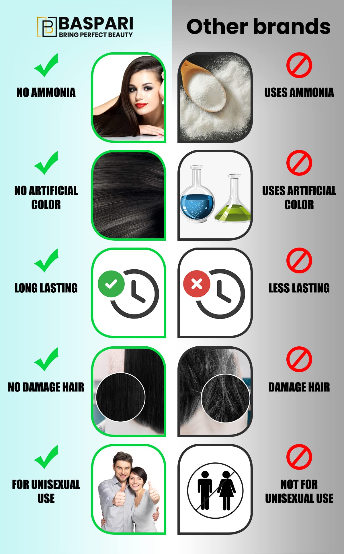 Baspari VIP Ginger Black Hair Dye Shampoo Turn your white & grey hair in Just 5 mints & long lasting Result (Black) (500 ML) شامبو صبغ الشعر الأسود بالزنجبيل