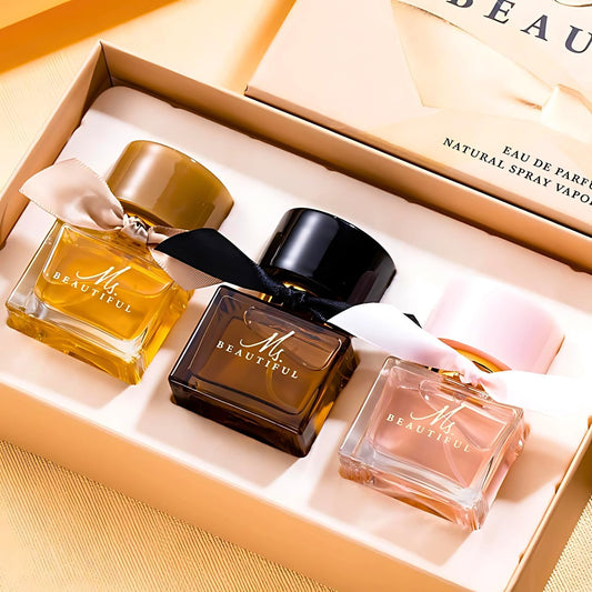 Ladies Perfume Set Eau De Parfum, Luxury Perfume Gift Set for Women, 3x30ml Long-Lasting Perfume Set for Her Birthday, Fresh Floral Fragrance Perfumes Box Gift Set for Girlfriend, Dating, Anniversary