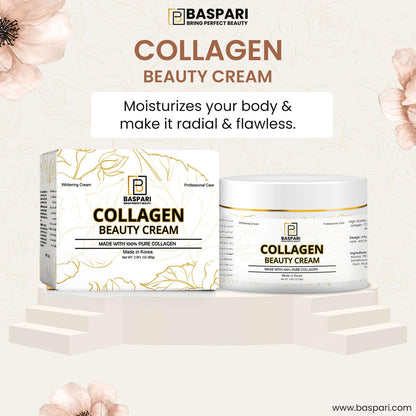 Baspari Beauty Cream Made with 100% Pure Collagen Promotes Tight Skin Enhances Skin Firmness