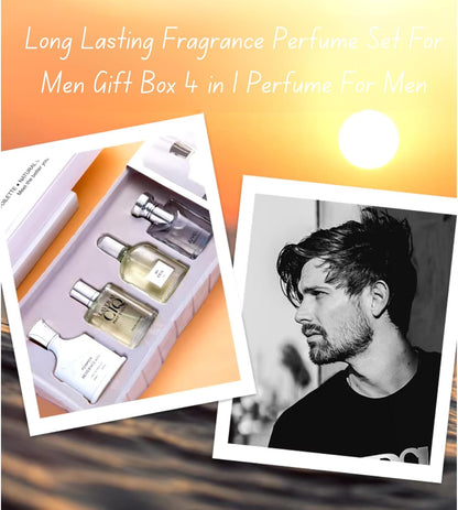 4 Pcs Perfume Gift Set for Men | Eau De Parfum Gifts for Men | Long Lasting Men's Fragrances Set Best Gift for Husband, Boyfriend | Perfume Set for Men Gift Box | Edp Mens Perfume 4 x 25ml (100ml)