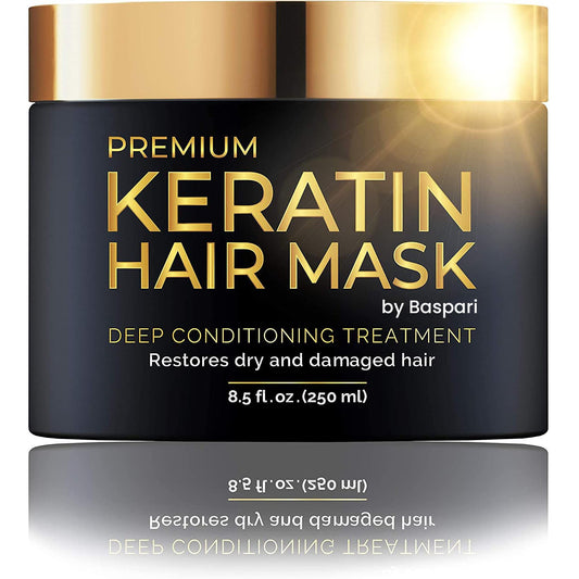 Baspari Keratin Hair Mask -Premium Keratin Hair Mask - Professional Treatment For Hair Repair, Nourishment & Beauty - With Omega 3, 9, Vitamin E - Protein Nourishment Mask