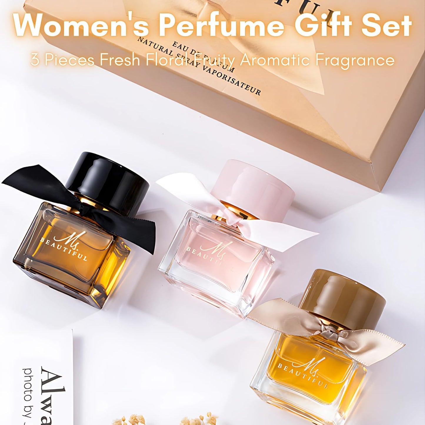 Ladies Perfume Set Eau De Parfum, Luxury Perfume Gift Set for Women, 3x30ml Long-Lasting Perfume Set for Her Birthday, Fresh Floral Fragrance Perfumes Box Gift Set for Girlfriend, Dating, Anniversary