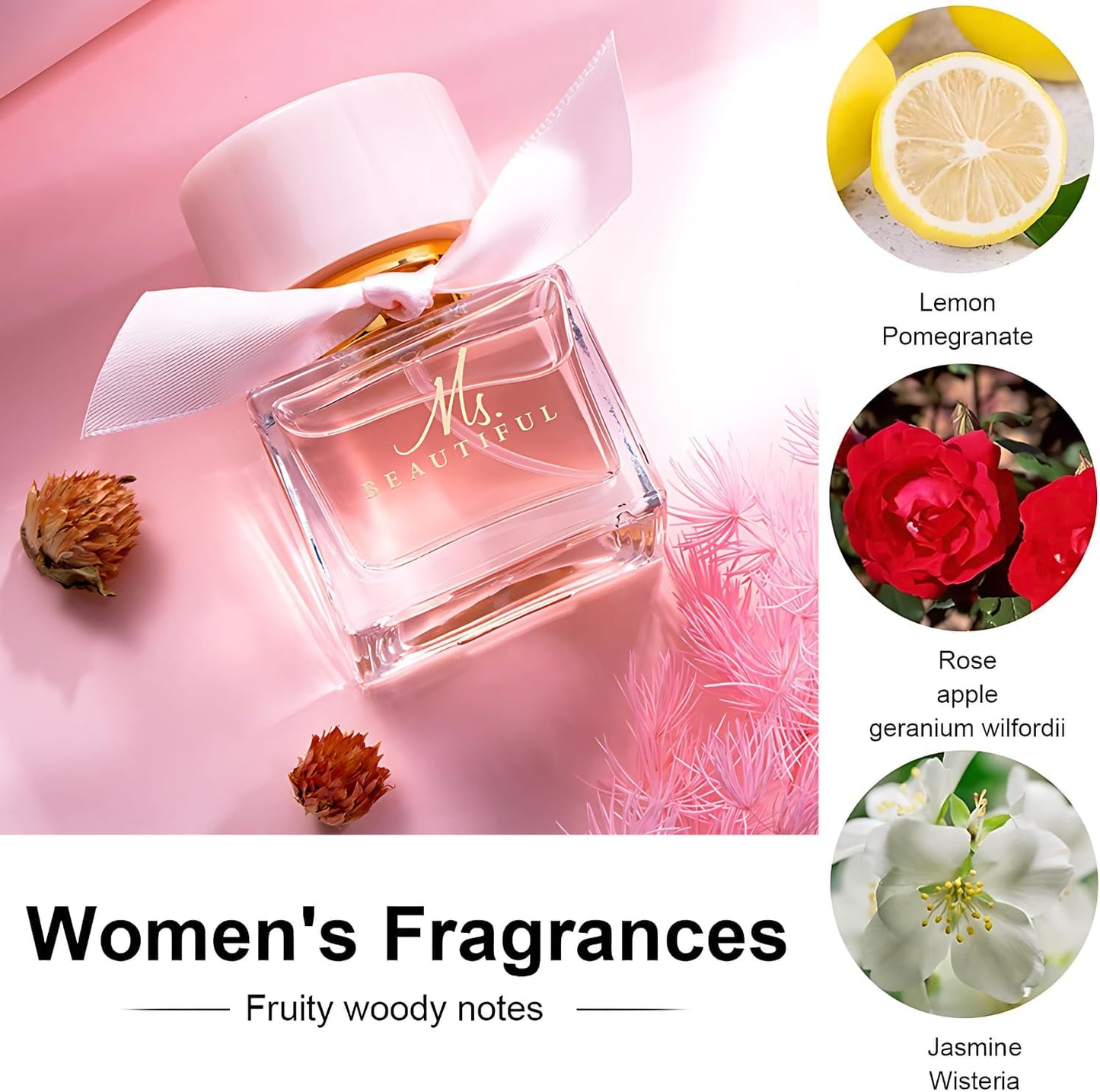 Ladies Perfume Set Eau De Parfum, Luxury Perfume Gift Set for Women, 3x30ml Long-Lasting Perfume Set for Her Birthday, Fresh Floral Fragrance Perfumes Box Gift Set for Girlfriend, Dating, Anniversary