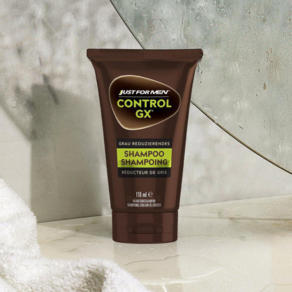 Just For Men Control GX Shampoo to Reduce Grey Hair, Hair Dye, Hair Colour, Men, with Coconut Oil and Aloe Vera - All Hair Colours, 118 ml