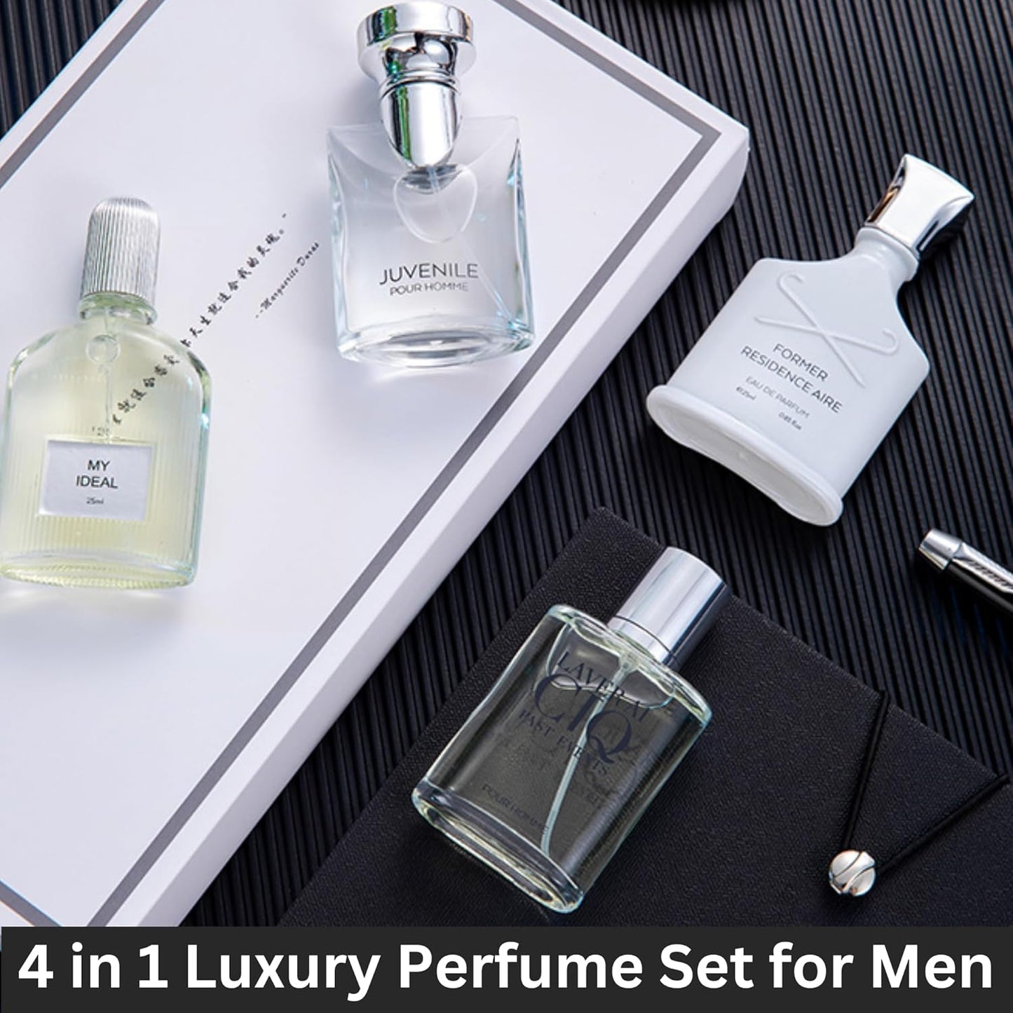 4 Pcs Perfume Gift Set for Men | Eau De Parfum Gifts for Men | Long Lasting Men's Fragrances Set Best Gift for Husband, Boyfriend | Perfume Set for Men Gift Box | Edp Mens Perfume 4 x 25ml (100ml)