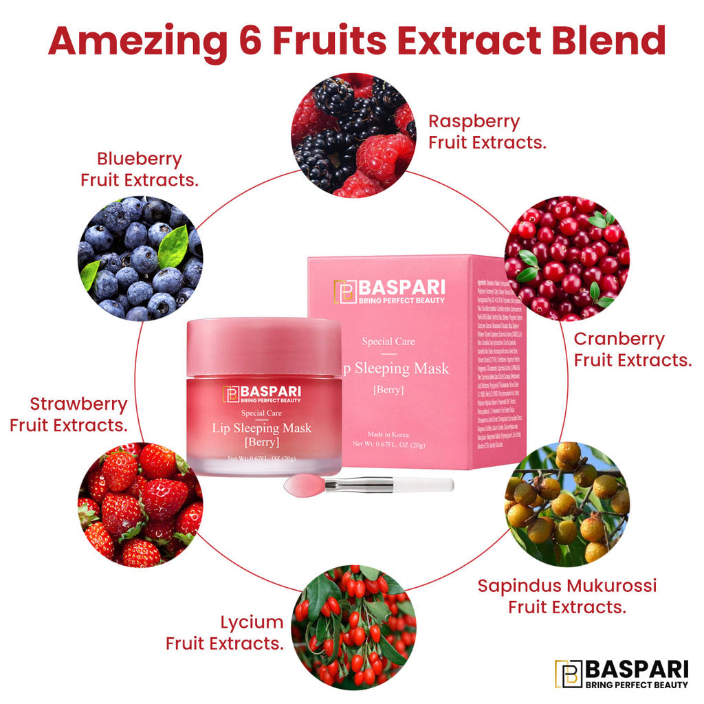 Baspari Lip Sleeping Mask- for Nourished, Plump & Glowing Lips | with Berry