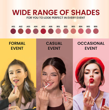 Baspari Matte LIPTIX - Liquid Lipstick Makeup Set of 6 Pcs