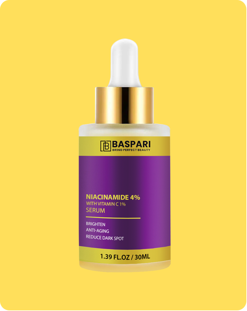 Baspari Niacinamide Acid Serum 4% with Vitamin C Serum 1% -   for Glowing Skin | Helps Reduce Dullness & Sun Damage | For Dry & Sensitive Skin | 30ml