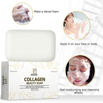 BasPari 3 in 1 PACK Collagen Cream Soap And Serum